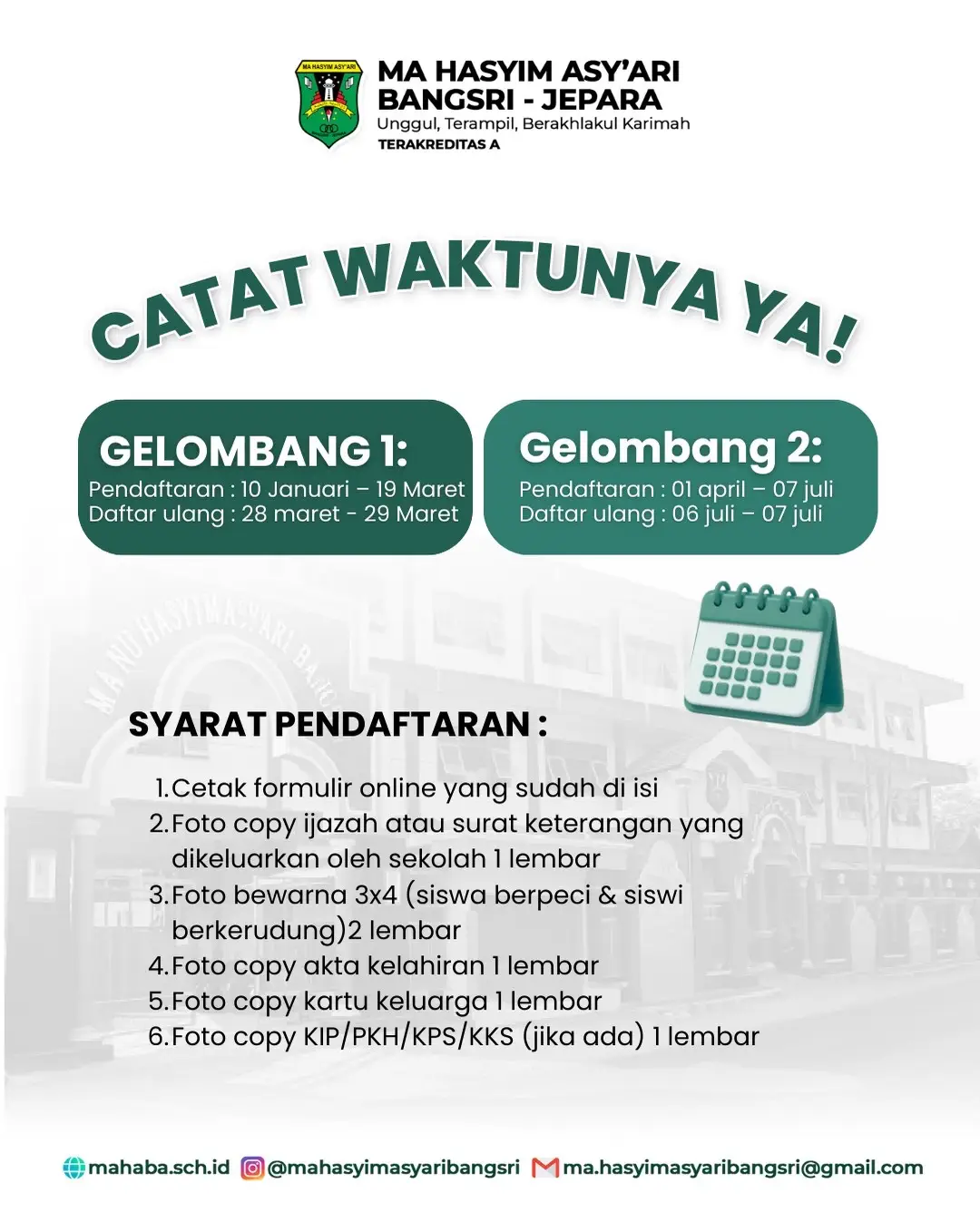 Hari Ini Langkah Pertama Menuju Masa Depan Yang Lebih Cerah. Pendaftaran Murid Baru Sudah Dibuka